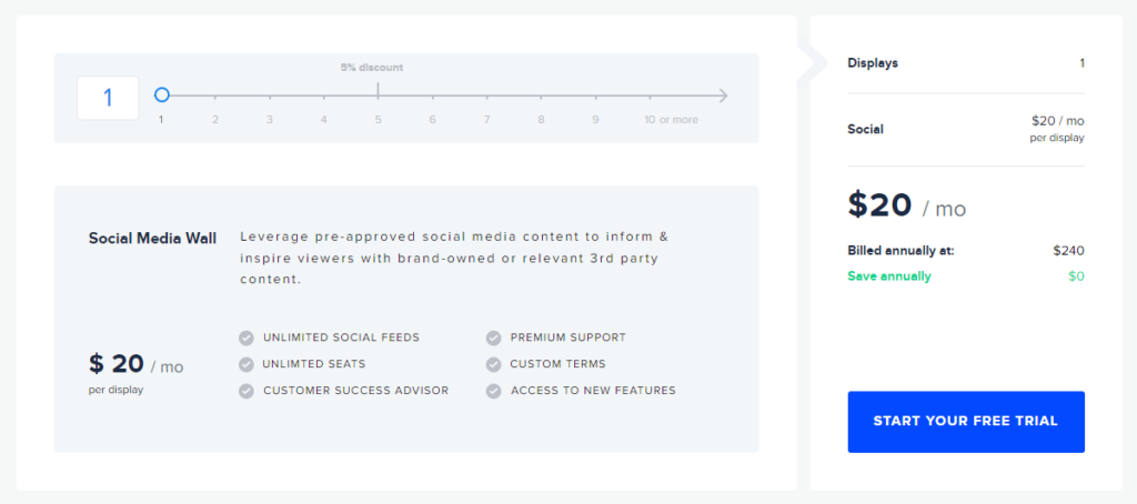 Social Media Wall Pricing