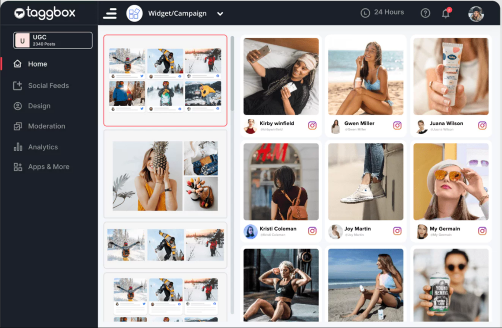 Example of Taggbox Instagram Widget Control